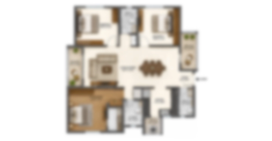 House Of Hiranandani Kolshet 3 BHK Floor Plan